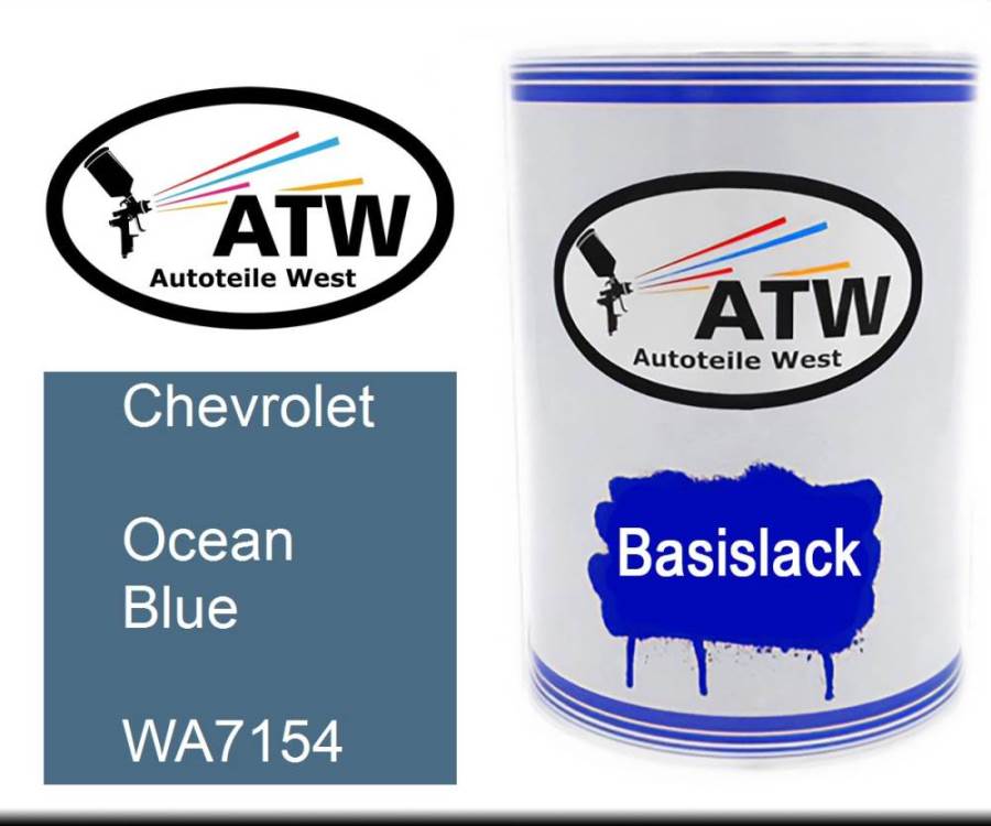 Chevrolet, Ocean Blue, WA7154: 500ml Lackdose, von ATW Autoteile West.